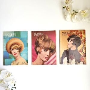 1966 Modern Beauty Shop Set of 3 Vintage Women's Magazines, Retro Hair/ Beauty